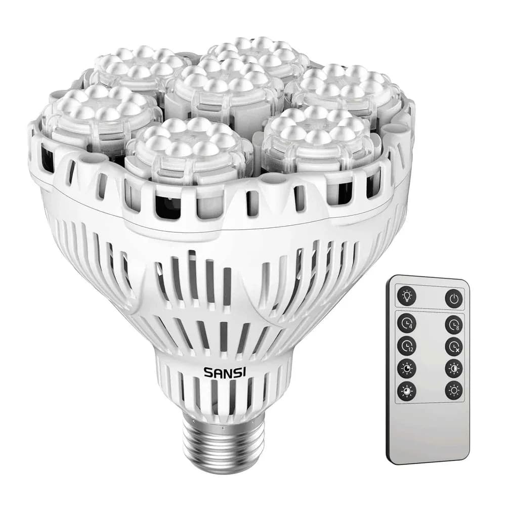 Bombilla LED de Cultivo SANSI BR30 40W con Mando a Distancia (Rosca E27, Espectro Completo)