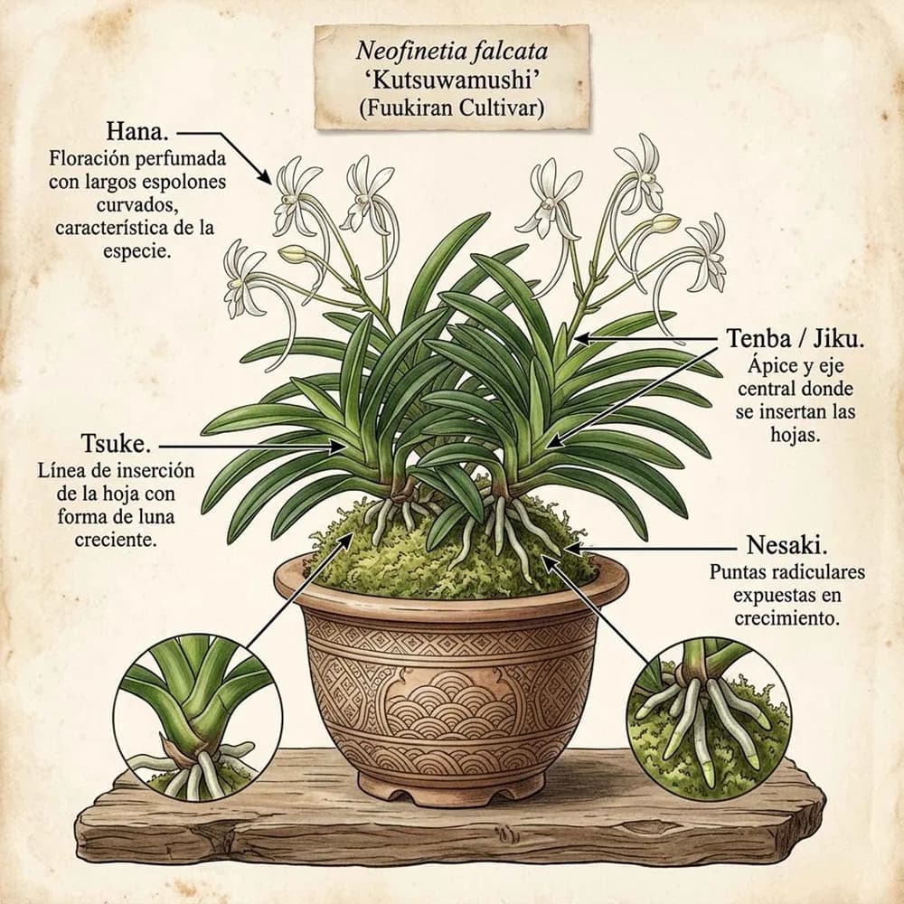 Neofinetia falcata 'Kutsuwamushi'