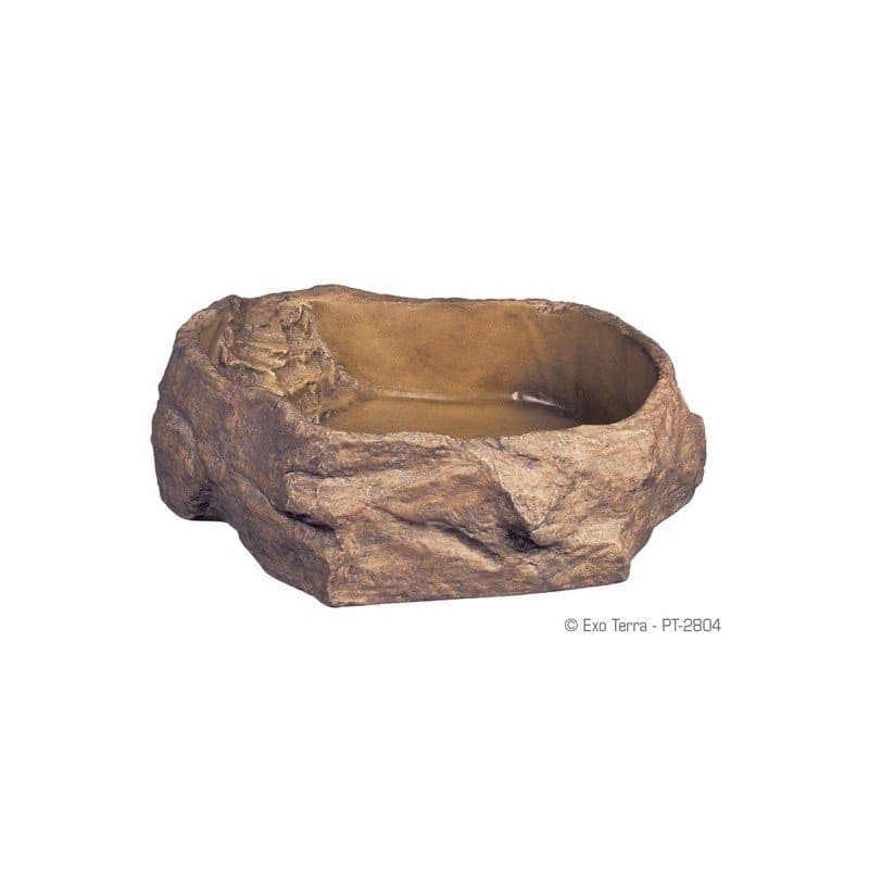 El Bebedero Exo Terra para reptiles tienen una apariencia natural de roca en su parte externa y una suave superficie en su parte interna.