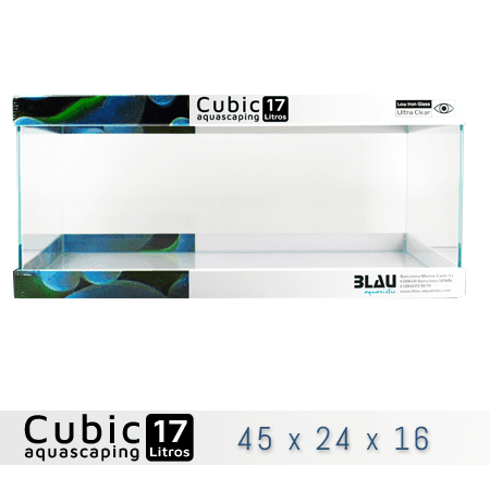 BLAU CUBIC AQUASCAPING 17 SHALLOW: Un acuario especialmente diseñado para montajes con materiales emergidos.