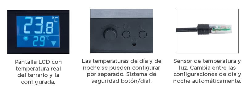 Termostato (600W) e higrometro (100W) programable Exo Terra 3