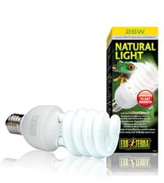 El Exo Terra Natural Light es una lámpara de espectro de luz diurna con una alta producción de luz visible