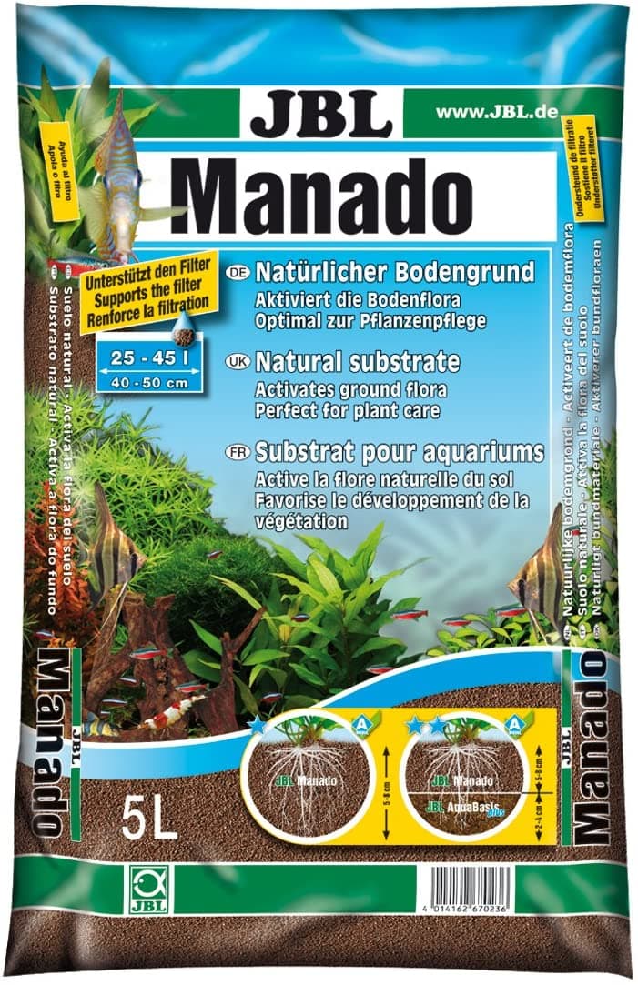 Sustrato Manado JBL 5L. Sustrato natural para acuarios que filtra y favorece el crecimiento de las plantas