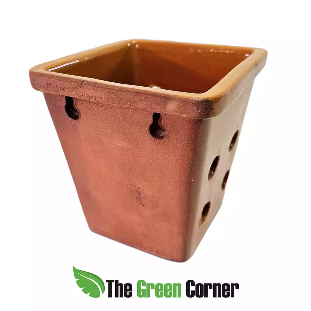 Maceta de barro esmaltada Mostaza para colgar 14 x 14 x 15 2