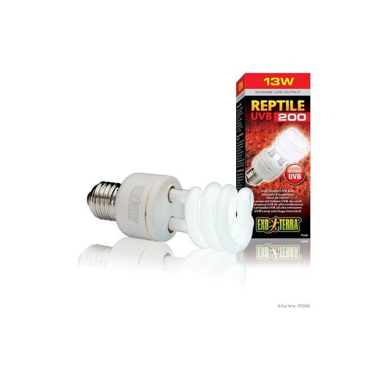 El Exo Terra Reptile UVB200 emite el espectro UVB ideal para la fotosíntesis óptima de la vitamina D3. especial para ecosistemas desérticos