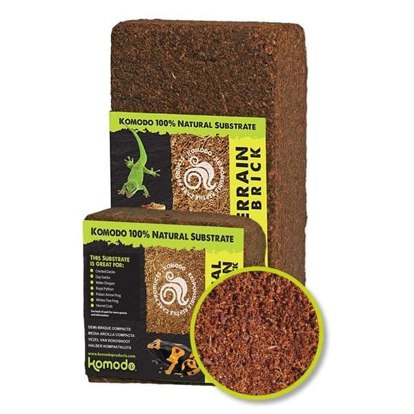Fibra de coco para terrario Komodo Tropical Terrain Compact Brick es un sustrato ideal para ecositemas plantados y tropicales.